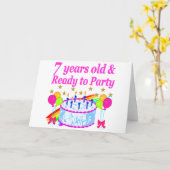 7 JAAR OUD EN KLAAR OM TE FEESTEN VERJAARDAG MEISJ KAART (Gele Bloem)