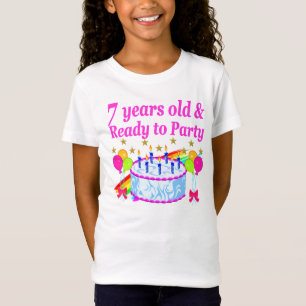 7 JAAR OUD EN KLAAR OM TE FEESTEN VERJAARDAG MEISJ T-SHIRT