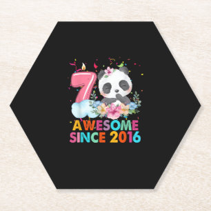 7 jaar oud Geweldige sinds 2016 Panda 7e Verjaarda Kartonnen Onderzetters