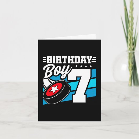 7 Jaar Oud Hockey Party Thema 7e Verjaardag Jongen Kaart (Voorkant)