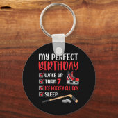 7 Jaar Oud IJshockey Verjaardagsfeest 7e Jongen Da Sleutelhanger (Voorkant)