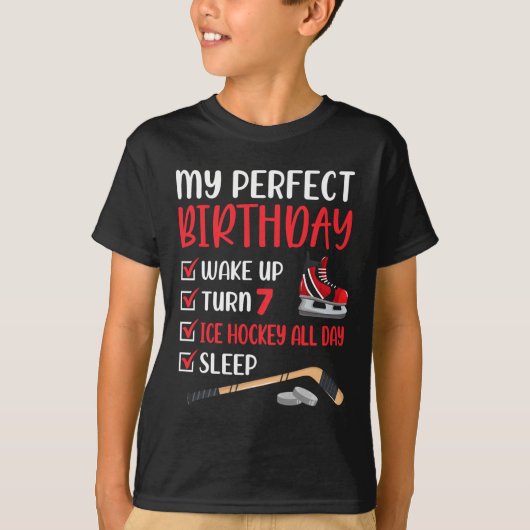 7 Jaar Oud IJshockey Verjaardagsfeest 7e Jongen Da T-shirt (Voorkant)