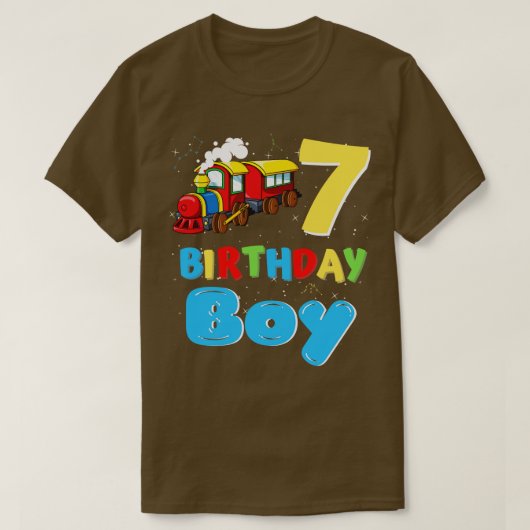 7 Jaar Oud Jongen Trains Liefhebber Verjaardagscad T-shirt (Design voorkant)