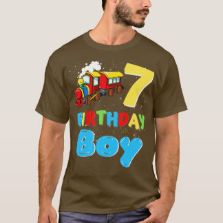 7 Jaar Oud Jongen Trains Liefhebber Verjaardagscad T-shirt