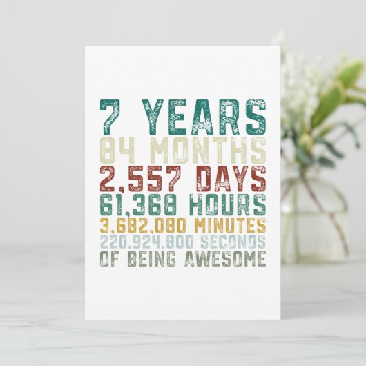 7 jaar oud Jubileum van 7-jarig meisje Kaart (Staand voorkant)