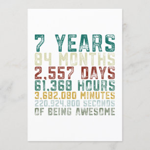 7 jaar oud Jubileum van 7-jarig meisje Kaart