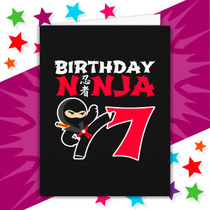 7 Jaar Oud Karate Ninja Party Kinder 7e Verjaardag Kaart