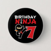 7 Jaar Oud Karate Ninja Party Kinder 7e Verjaardag Ronde Button 5,7 Cm (Voorkant)