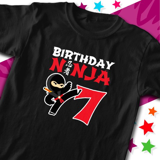 7 Jaar Oud Karate Ninja Party Kinder 7e Verjaardag T-shirt