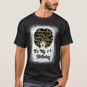 7 jaar oud leopard Melanin Girl Het is mijn verjaa T-shirt