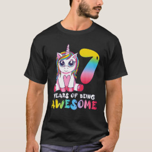7 jaar oud meisje Cute Unicorn 7th Birthday Classi T-shirt