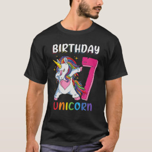 7 jaar oud meisje dat abbing Unicorn 7th Birthday T-shirt