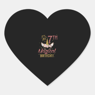 7 jaar oud meisje van de geboorte Gift Unicorn 7th Hart Sticker