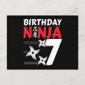 7 Jaar Oud Ninja Party Sterren Kinder 7e Verjaarda Briefkaart (Voorkant)