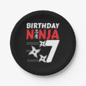 7 Jaar Oud Ninja Party Sterren Kinder 7e Verjaarda Papieren Bordje (Voorkant)