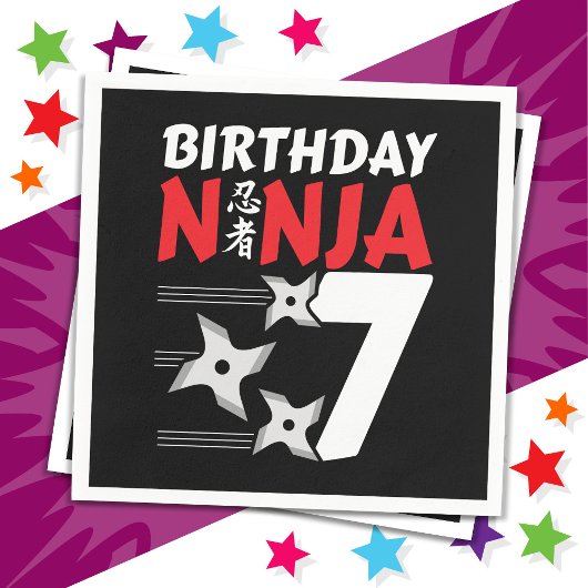 7 Jaar Oud Ninja Party Sterren Kinder 7e Verjaarda Servet