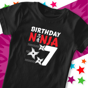 7 Jaar Oud Ninja Party Sterren Kinder 7e Verjaarda T-shirt