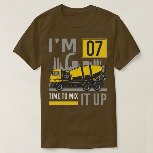 7 jaar oud om het 7 jaar oud te mengen betonmixer  t-shirt (Design voorkant)