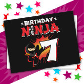 7 jaar oud stripboek stijl ninja 7e verjaardag briefkaart