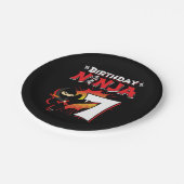 7 jaar oud stripboek stijl ninja 7e verjaardag papieren bordje (Gekanteld)