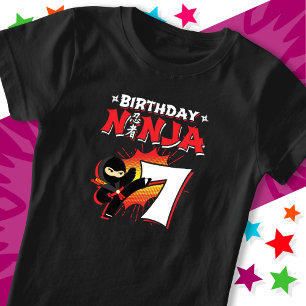 7 jaar oud stripboek stijl ninja 7e verjaardag t-shirt