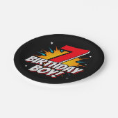 7 Jaar Oud Superheld Verjaardag Jongen 7e Verjaard Papieren Bordje (Gekanteld)