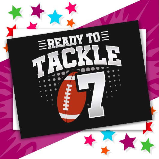 7 Jaar Oud Tackle Football Party Kinder 7e Verjaar Briefkaart