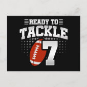 7 Jaar Oud Tackle Football Party Kinder 7e Verjaar Briefkaart (Voorkant)