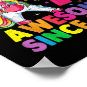 7 jaar oud Unicorn Floss7th Birthday Girl Poster (Hoek)