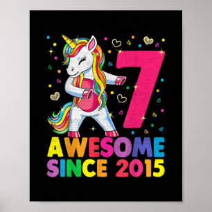 7 jaar oud Unicorn Floss7th Birthday Girl Poster