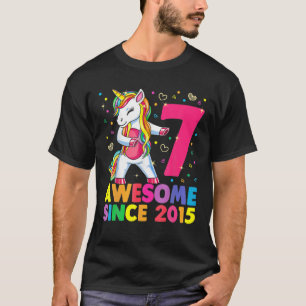 7 jaar oud Unicorn Floss7th Birthday Girl Uni T-shirt
