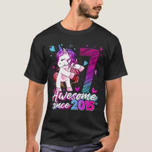 7 jaar oud Unicorn Floss7th Birthday Girl Uni T-shirt