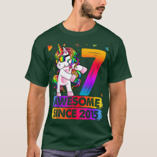 7 jaar oud Unicorn Floss7th Birthday Girl Uni T-shirt