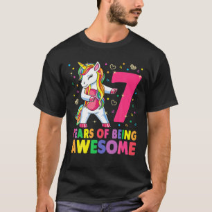 7 jaar oud Unicorn Floss7th Birthday Girl Uni T-shirt