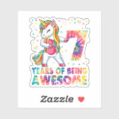 7 jaar oud Unicorn Flossing 6th Birthday Girl Uni Sticker (Vel)
