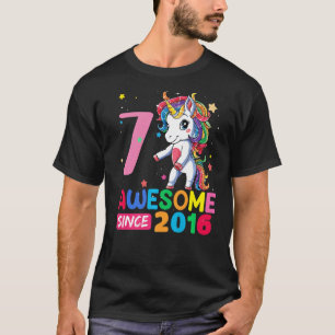 7 jaar oud Unicorn Flossing 7th Birthday Girl T-sh T-shirt
