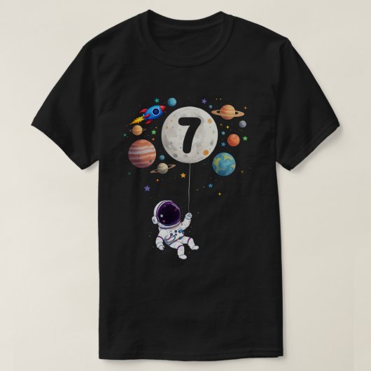 7 Jaar Oud Verjaardag Planeten Astronaut 7e Verjaa T-shirt (Design voorkant)