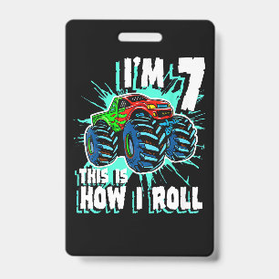 7 Jaar Oud Verjaardagscadeau voor Monster Truck Bo Badge
