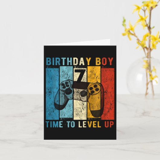 7 Jaar Oud Verjaardagsjongen 7 Tijd om 7e Bir op n Kaart (Gele Bloem)