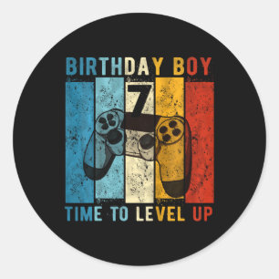 7 Jaar Oud Verjaardagsjongen 7 Tijd om 7e Bir op n Ronde Sticker