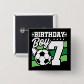 7 Jaar Oud Voetbal Football Party 7e Verjaardags J Vierkante Button 5,1 Cm (Voorkant /achterkant)