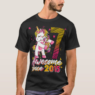 7 jaar oude cadeautjes Unicorn Flossing 7th Birthd T-shirt