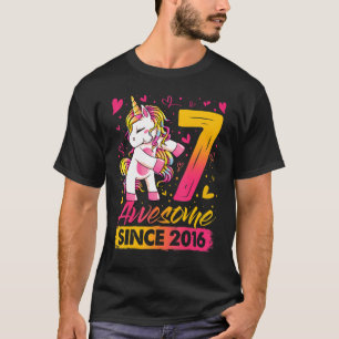 7 jaar oude Flossonicorn Gifts 7th Birthday Gi T-shirt