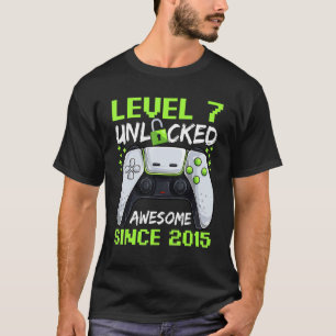 7 jaar oude gamer Boy Birthday 7 level unlocked 2 T-shirt