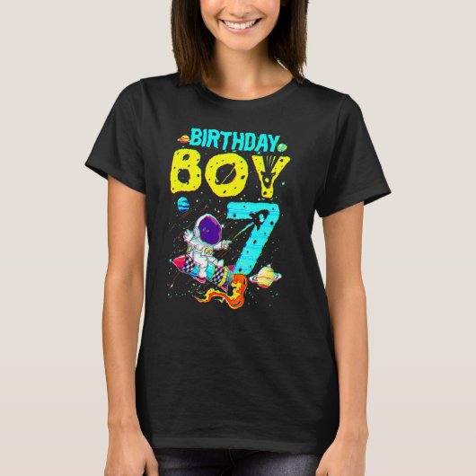 7 jaar oude geboorte Boy Astronaut 7th Birthday K T-shirt (Voorkant)