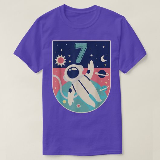 7 jaar oude geboorte Boy T-shirt Astronaut 7th Bda (Design voorkant)