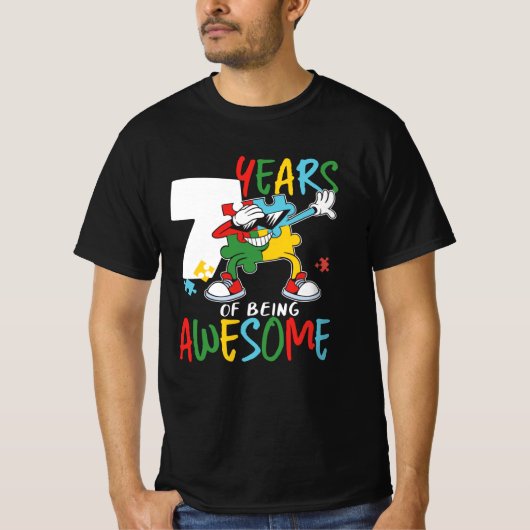 7 jaar oude geboorte, jongen of meisjesautisme t-shirt (Voorkant)