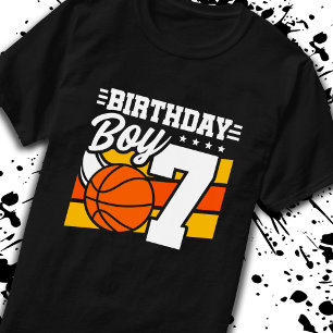 7 jaar oude jongen 7 jaar Basketball Birthday T-shirt