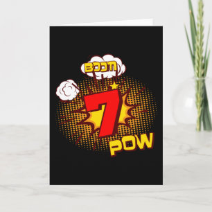 7 jaar oude jongen 7e verjaardag Kinder komiek Kaart