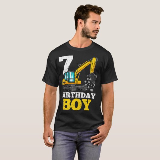 7 jaar oude Jongen Gift Construction Party T-shirt (Voorkant volledig)